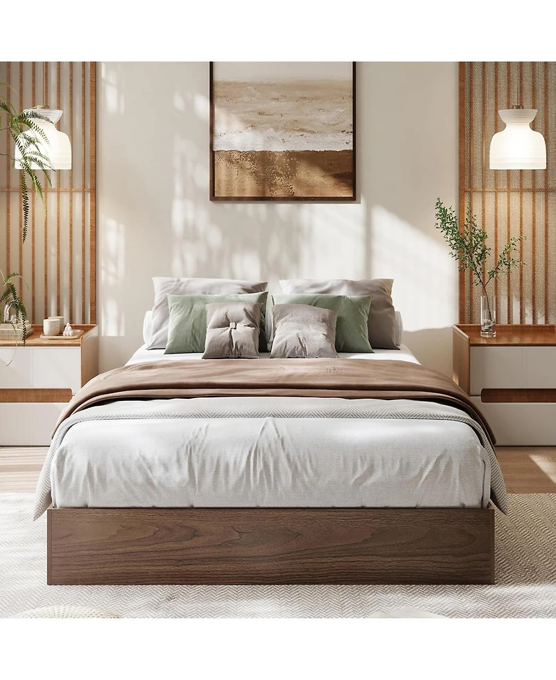 Gaomon Twin Size Wood Platform Bed Frame, Wooden Bed Frame Without Headboard, Wood Slat Support, No Box Spring Needed