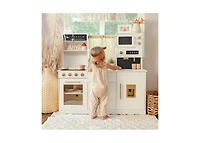 Tiny Land Iconic Wooden Play Kitchen – Cream Pretend Cooking Set for Kids