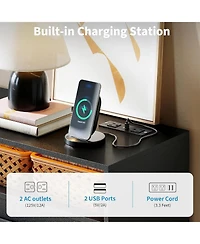 gaomon Modern 4 Drawer Dresser with Led Light and Charging Station, Storage Chest with Power Outlet