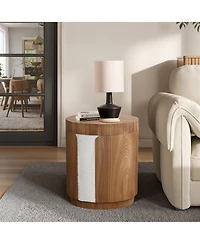 LuxenHome Modern Mdf Wood Round Side Table with Ash Veneer, 18.5” Tall