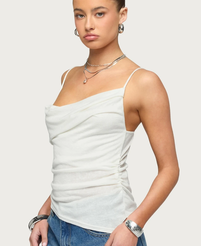Edikted Women's Asymmetric Cowl Neck Tank Top