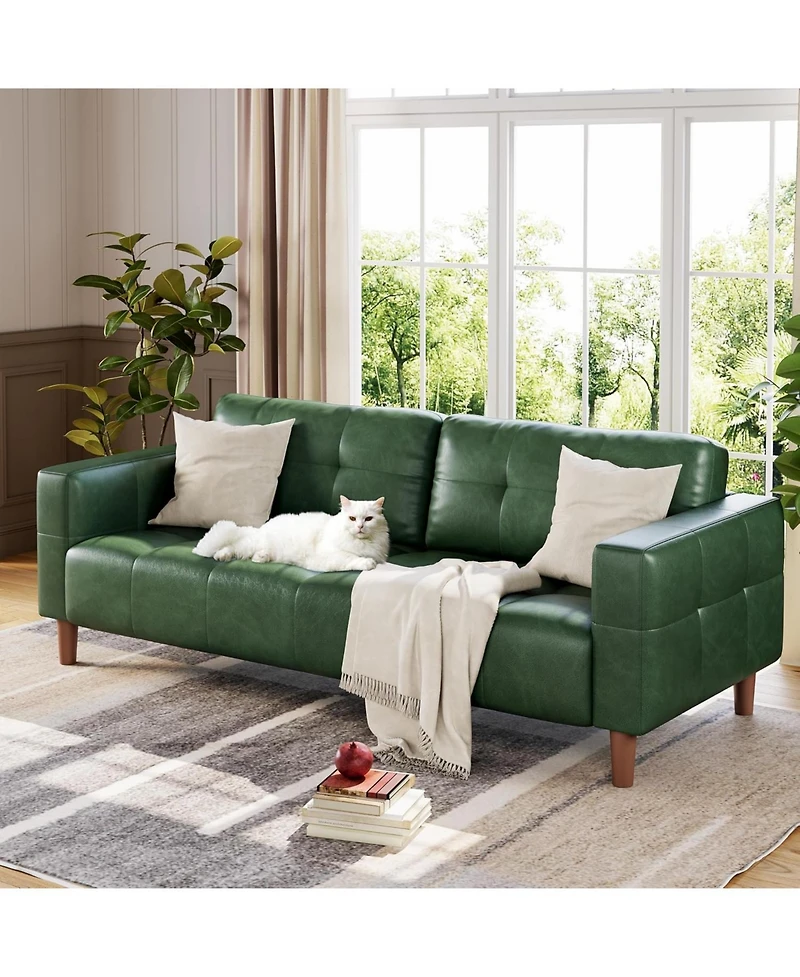 gaomon 3-Seater Sofa Couch, 83" Faux Leather Sofa with Spring Cushion, Modern Deep-Seat Sofa with 2 Removable Back Cushions