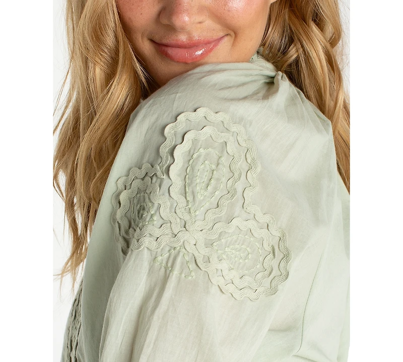 Liverpool Los Angeles Women's Button-Front V-Neck Woven Blouse