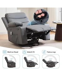gaomon Swivel Rocker Recliner Chair with Massage and Heat, Oversized Glider Recliner Nursery Chair,Single Sofa Seat