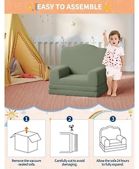 gaomon Kids Couch, 2-in-1 Comfy Toddler Couch Fold Out