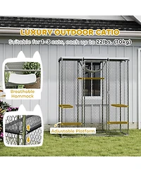 PawHut Large Catio Outdoor Cat Enclosure with Waterproof Cover
