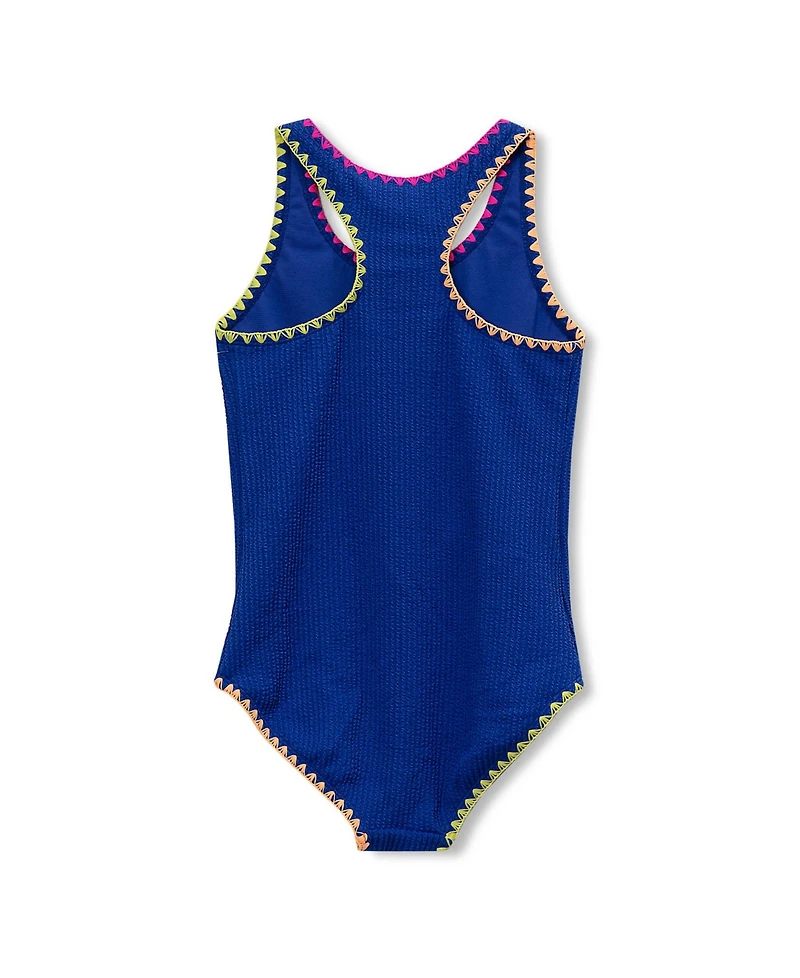 Lands' End Girls Chlorine Resistant Embroidered One Piece Swimsuit