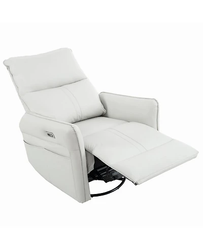 Clihome 270° Swivel Power Recliner Chair with Usb Charging,Overstuffed Rocking Recliner,Pu Glider for Living