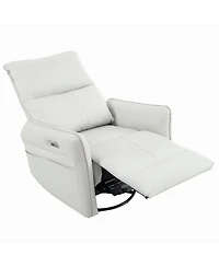 Clihome 270° Swivel Power Recliner Chair with Usb Charging,Overstuffed Rocking Recliner,Pu Glider for Living