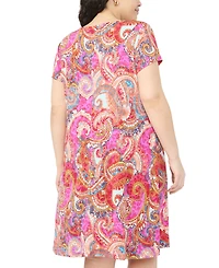 Msk Plus Short-Sleeve Printed Dress