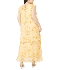 Msk Plus Ruffle Trim V-Neck Dress