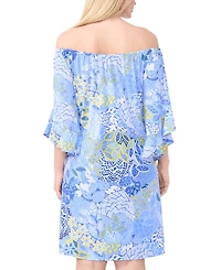 Msk Plus Printed Off-The-Shoulder Dress
