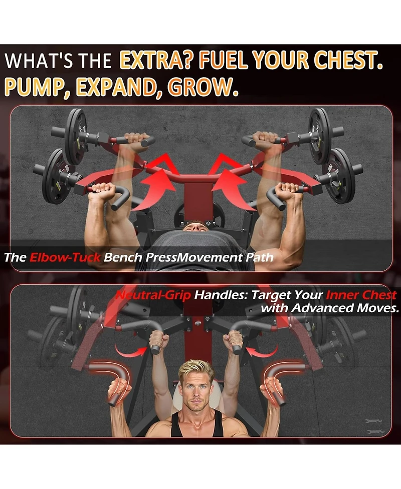 Aecojoy 3-in-1 Adjustable Weight Bench Chest Press Workout Machine for Home Gym