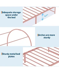 gaomon Kids Canopy Bed Frame with Headboard & Footboard, Upholstered Twin Frames Arched Mosquito Net Poles, Sturdy Metal Slats, No Box Spring