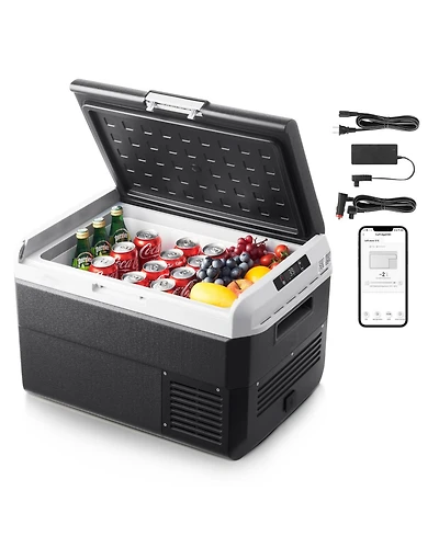 Mecale 52.8QT/50L Car Refrigerator Freezer, -4°F to 68°F, 12/24V Dc & 100-240V Ac, Portable Compressor Cooler