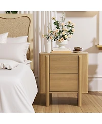 LuxenHome Mid-Century 2-Drawer Nightstand, 23.6'' Engineered Wood Accent Table