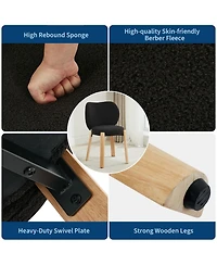 gaomon 1PC Heart-Back Teddy Vanity Chair, Armless Small-Space Seating, 300LBS Capacity, Fits Under 24" Desks