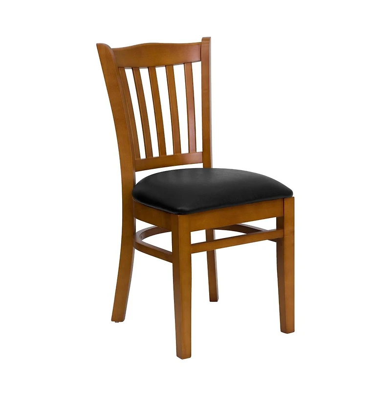 Emma+Oliver Vertical Slat Back Wooden Restaurant Dining Chair