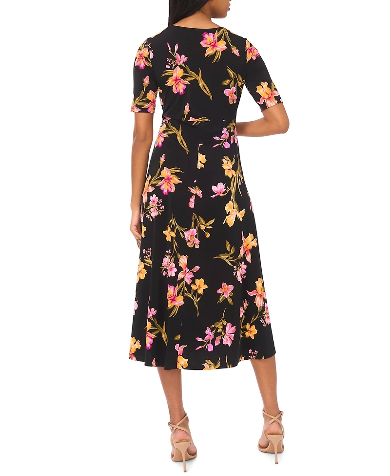 Msk Petite V-Neck Midi Dress