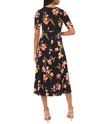 Msk Petite V-Neck Midi Dress