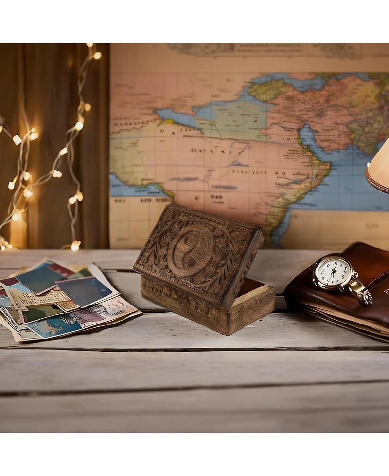 Yigii Handmade Wooden Box Organizer - Yin Yang Design