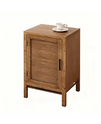 Yigii Rustic Slat Nightstand with 2 Shelves for Bedrooms