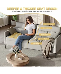 gaomon 80in Comfy Couch, 3 Seater Sofa with Metal Legs, Deep Seat Sofa with Linen Fabric Modern Sofa Couch for Living Room, Apparment, Office