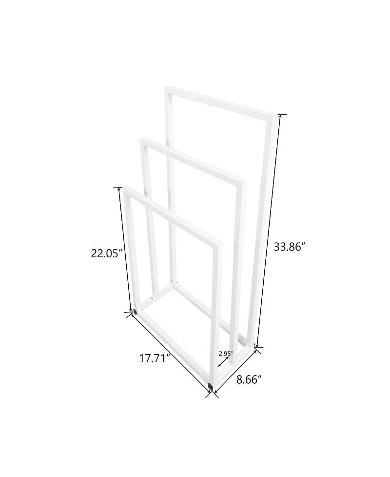 Rainsken 3 Tier Metal Towel Rack, Freestanding Towel Holder, Modern Standing Towels Drying Rack for Bedroom, Bathroom