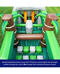 HeroKiddo T-Rex Adventure 42' Inflatable Obstacle Course with Water Slide – Dinosaur Theme, Commercial Grade Pvc Vinyl, Ultimate Backyard Challenge