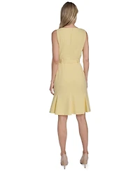 Calvin Klein Women's Belted Pleated Hem Dress