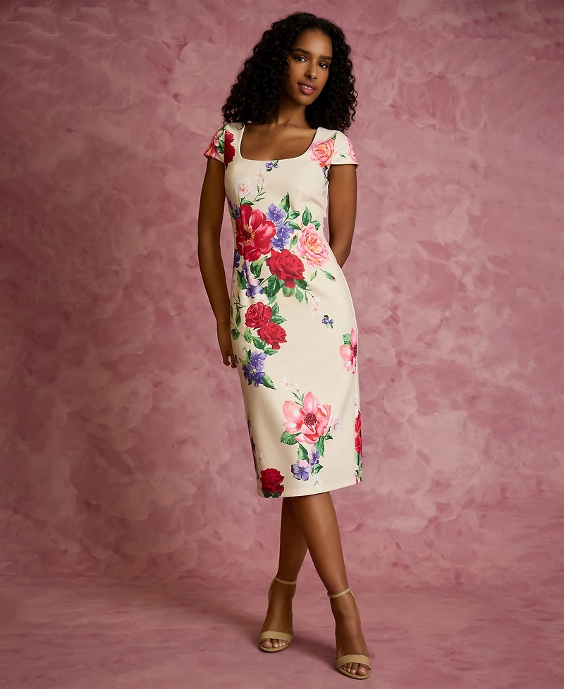 London Times Petite Printed Tank Midi Dress