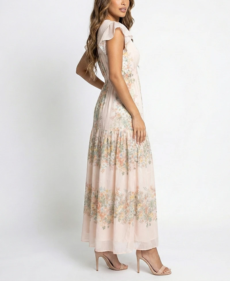 Taylor Petite V-Neck A-Line Long Dress
