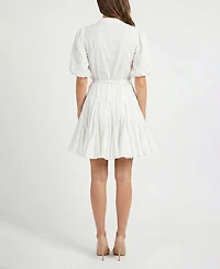 Taylor Petite Cotton Soutache Fit & Flare Shirtdress