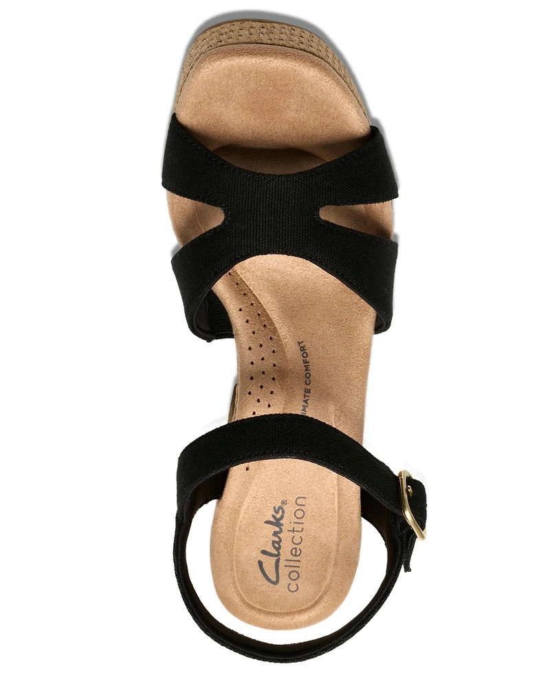 Clarks Women's Nerisa Twist Round Toe Wedge Sandals