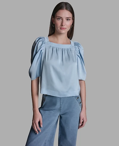 Bcbg Women's Square Neck Puff-Sleeve Top
