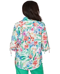Alfred Dunner Petite Tropical Print Woven Top