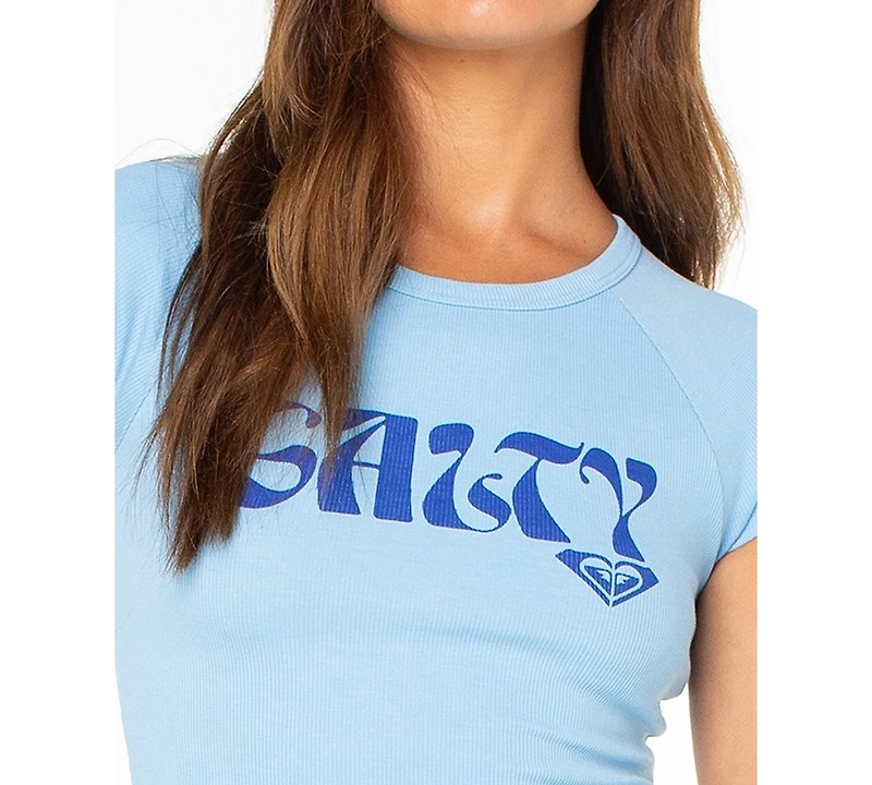 Roxy Women's Salty Feels Short-Sleeve Crop Top