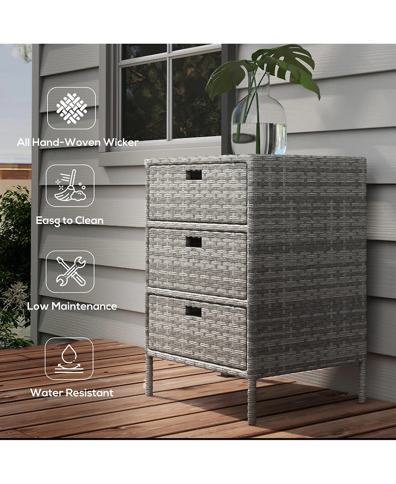 Outsunny Patio Wicker Pool Cabinet, Rat Storage Cabinet Organizer