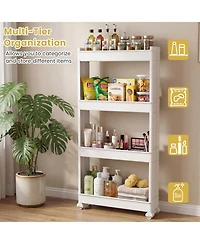 Volenca 4-Tier Slim Storage Trolley with Detachable Trays, Multifunction Rolling Organizer