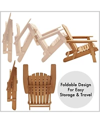 Casafield Folding Adirondack Chair, Cedar Wood Outdoor Fire Pit Lounge Chairs for Patio, Deck, Yard