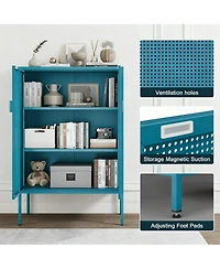 Yigii Metal Storage Cabinet with Adjustable Shelves and Mesh Doors