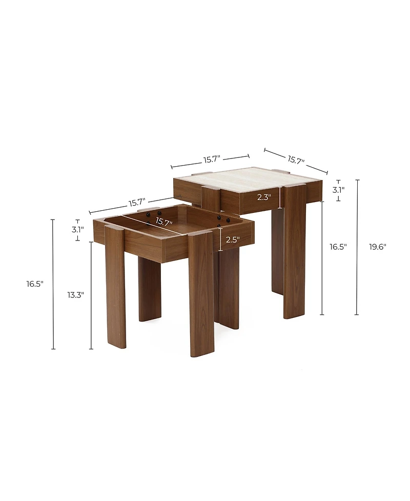 LuxenHome 2-Tier Farmhouse Side Table, Engineered Wood Sofa or Bedside Storage Stand