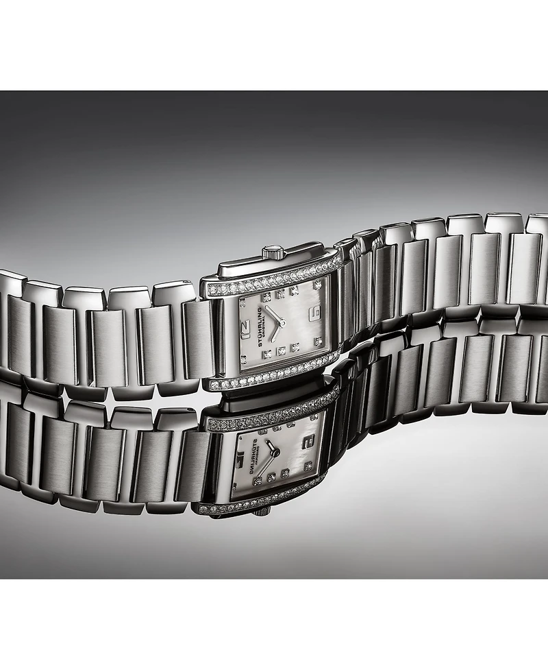 Stuhrling Serafine 4089.1 Women's Rectangular Quartz Watch with Mop Dial And Crystal Bezel