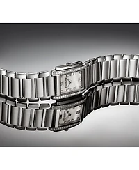 Stuhrling Serafine 4089.1 Women's Rectangular Quartz Watch with Mop Dial And Crystal Bezel