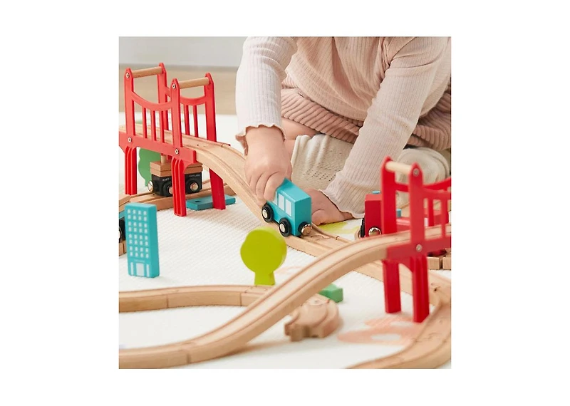 Tiny Land Wooden Train Set for Children 39 Pcs