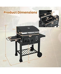 Ecooso 24-Inch Barrel Charcoal Grill with 2 Folding Side Tables and 544 sq.in Cooking Area