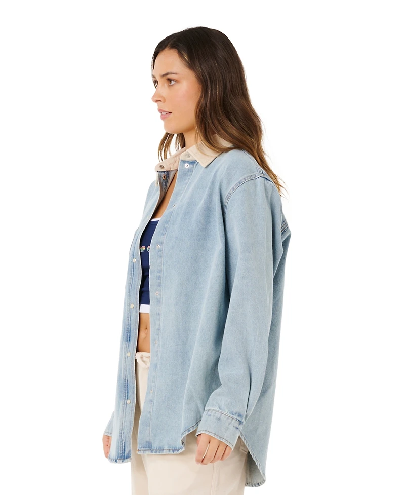 Rip Curl Women's Surf Side Relaxed Collared Denim Jacket
