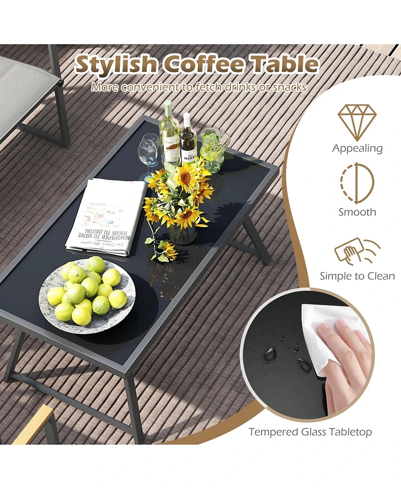 Gymax 8-Piece Patio Furniture Set Outdoor Conversation Set w/ Padded Fabric Seats