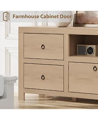 gaomon Farmhouse Tv Stand for 75/80 Inch TVs, 70" Long Entertainment Center with 6 Storage Drawer & Soundbar Shelf, Television Consoles Stands