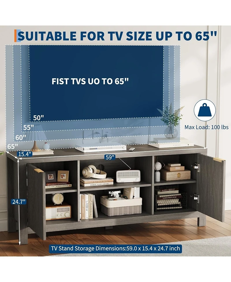 Gaomon Modern Fluted 65 Inch Tv Stand
